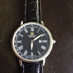 Steinhausen Swiss movement black leather watch​